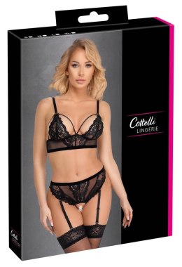 Cottelli LINGERIE - Koronkowy Biustonosz Z Pasem Do Pończoch Bez Krocza S