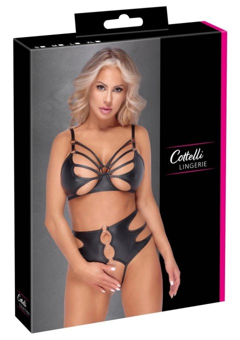 Cottelli LINGERIE - Seksowny Matowy Biustonosz I Wysokie Majtki Z Wycięciami L