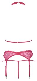 Cottelli LINGERIE - Seksowny Różowy Komplecik Biustonosz Pas I Stringi S/M