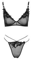 Cottelli LINGERIE - Seksowny Siateczkowy Biustonosz I Stringi Na Cienkich Sznureczkach M