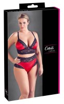 Cottelli CURVES - Seksowny Komplecik Stanik I Stringi Z Elegancką Koronką Czarno-Czerwony 4XL