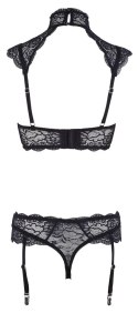 Cottelli LINGERIE - Koronkowy Biustonosz Z Kołnierzem I Stringi Z Paskami Do Pończoch 75C/S