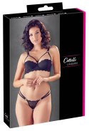 Cottelli LINGERIE - Seksowne Koronkowe Stringi Z Paseczkami I Biustonosz Na Fiszbinach Czarny 80C/M