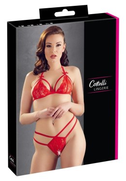 Cottelli LINGERIE - Zmysłowe Koronkowy Zestaw Biustonosz I Stringi Czerwony S