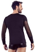 NEK - Seksowna Długa Koszulka Męska Z Odpinaną Uprzężą Czarna XL