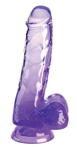 King Cock Clear - Realistyczne Dildo Z Jądrami I Przyssawką Przezroczyste-Fioletowe 15 CM