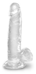 King Cock Clear - Realistyczne Dildo Z Jądrami I Przyssawką Przezroczyste 18 CM