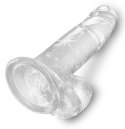 King Cock Clear - Realistyczne Dildo Z Jądrami I Przyssawką Przezroczyste 18 CM