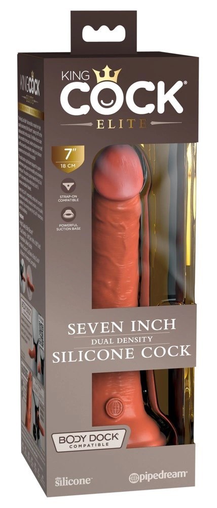 King Cock Elite - Realistyczne Silikonowe Dildo Z Przyssawką 18 CM Ciemny Kolor Skóry