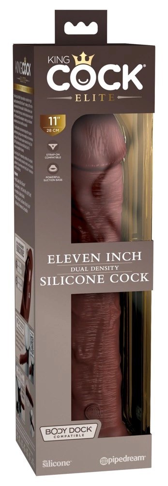 King Cock Elite - Realistyczne Silikonowe Dildo Z Przyssawką 28 CM Brązowy Kolor Skóry