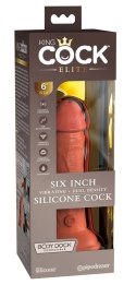 King Cock Elite - Realistyczny Silikonowy Wibrator Z Przyssawką 15 CM + Pilot Ciemny Kolor Skóry