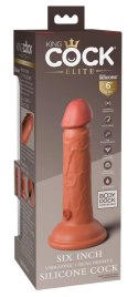 King Cock Elite - Realistyczny Silikonowy Wibrator Z Przyssawką 15 CM + Pilot Ciemny Kolor Skóry