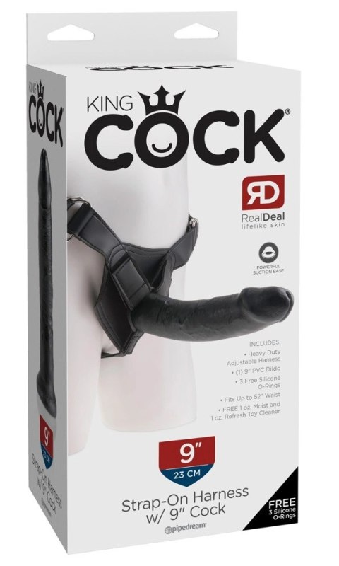 King Cock - Realistyczne Dildo Strap-On 23 CM Ciemny Kolor Skóry