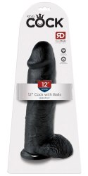 King Cock - Realistyczne Dildo Z Jądrami Czarne 30 CM