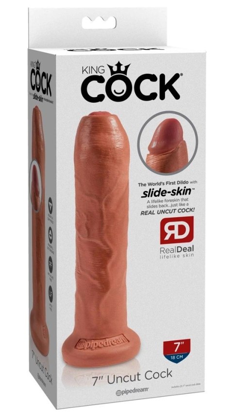 King Cock - Realistyczne Dildo Z Ruchomym Napletkiem 18 CM Ciemny Kolor Skóry