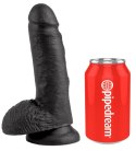 King Cock - Realistyczne Dildo Z Żołędziem Jądrami I Żyłkami 18 CM Czarny