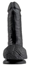 King Cock - Realistyczne Dildo Z Żołędziem Jądrami I Żyłkami 18 CM Czarny