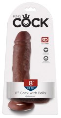 King Cock - Realistyczne Dildo Z Żołędziem Jądrami I Żyłkami 20 CM Ciemny Kolor Skóry