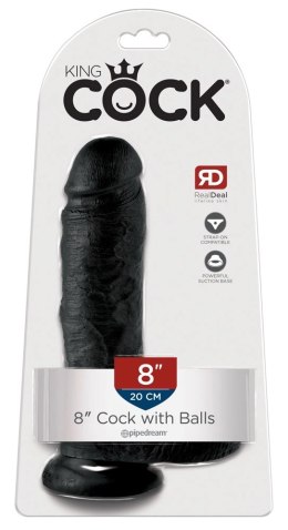 King Cock - Realistyczne Dildo Z Żołędziem Jądrami I Żyłkami 20 CM Czarny