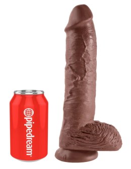 King Cock - Realistyczne Dildo Z Żołędziem Jądrami I Żyłkami 25 CM Brązowy Kolor Skóry