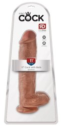 King Cock - Realistyczne Dildo Z Żołędziem Jądrami I Żyłkami 28 CM Ciemny Kolor Skóry