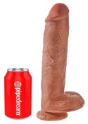 King Cock - Realistyczne Dildo Z Żołędziem Jądrami I Żyłkami 28 CM Ciemny Kolor Skóry