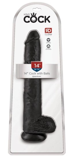 King Cock - Realistyczne Duże Dildo Z Przyssawką 36 CM Czarny