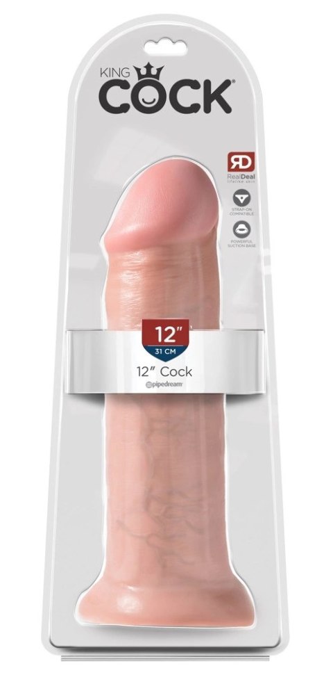 King Cock - Realistyczne Naturalne Dildo Z Przyssawką 31 CM Jasny Kolor Skóry