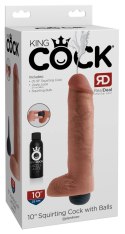 King Cock - Realistyczne Naturalne Dildo Z Wytryskiem 25 CM Jasny Kolor Skóry