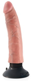 King Cock - Realistyczny Wibrator Jak Naturalny Penis Z Przyssawką 18 CM Jasny Kolor Skóry