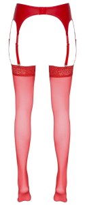 Cottelli LEGWEAR - Klasyczne Czerwone Pończochy Z Elegancką Koronką 3