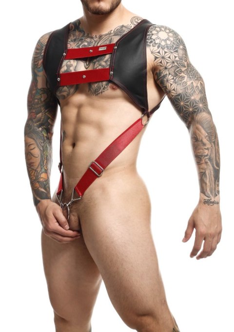 DNGEON Top Cockring Harness Red