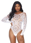 Crochet lace snap crotch teddy White