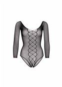 Fishnet crotchless teddy Black