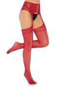 Lace Up Garterbelt Stockings Red