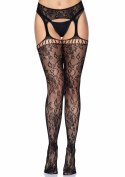 Lace garter belt stockings Black