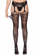 Lace garter belt stockings Black