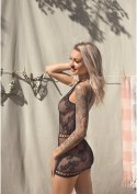 Lace mini dress with cut-outs Black