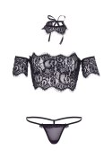 Lace top with choker and thong Black
