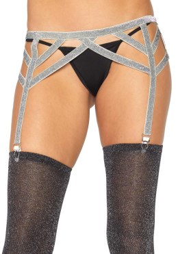 Lurex elastic garter belt Silver