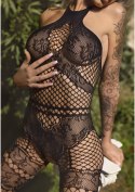 Net halter bodystocking Black