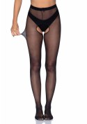 Plus Size Crotchless Pantyhose Black