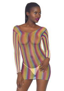 Rainbow fishnet mini dress Multicolor