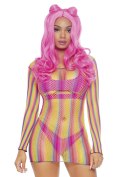 Rainbow fishnet mini dress Multicolor