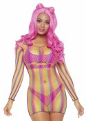 Rainbow fishnet mini dress Multicolor