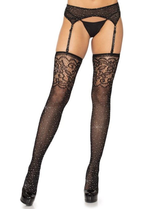 Rhinestone fishnet stockings Black