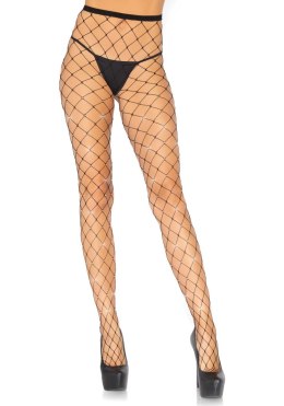 Rhinestone micro net tights Black