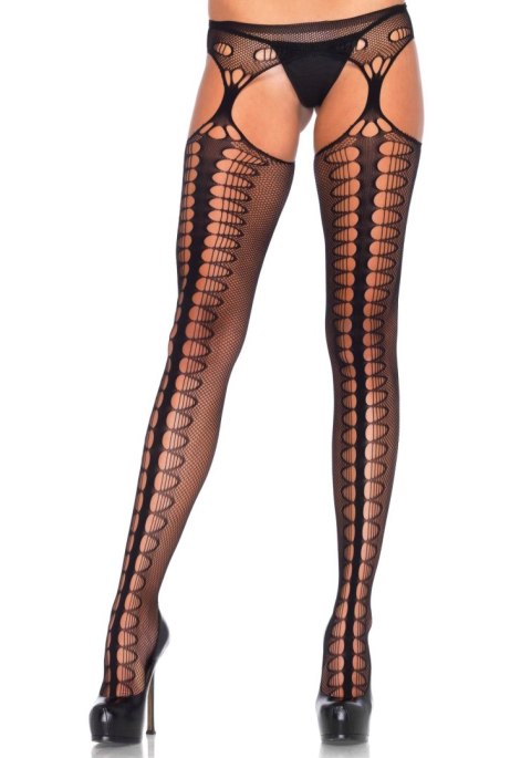 Scale Net Suspender Hose Black