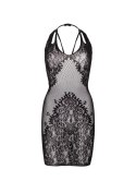 Seamless net and lace dress Black