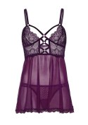 Sheer lace babydoll and string Purple